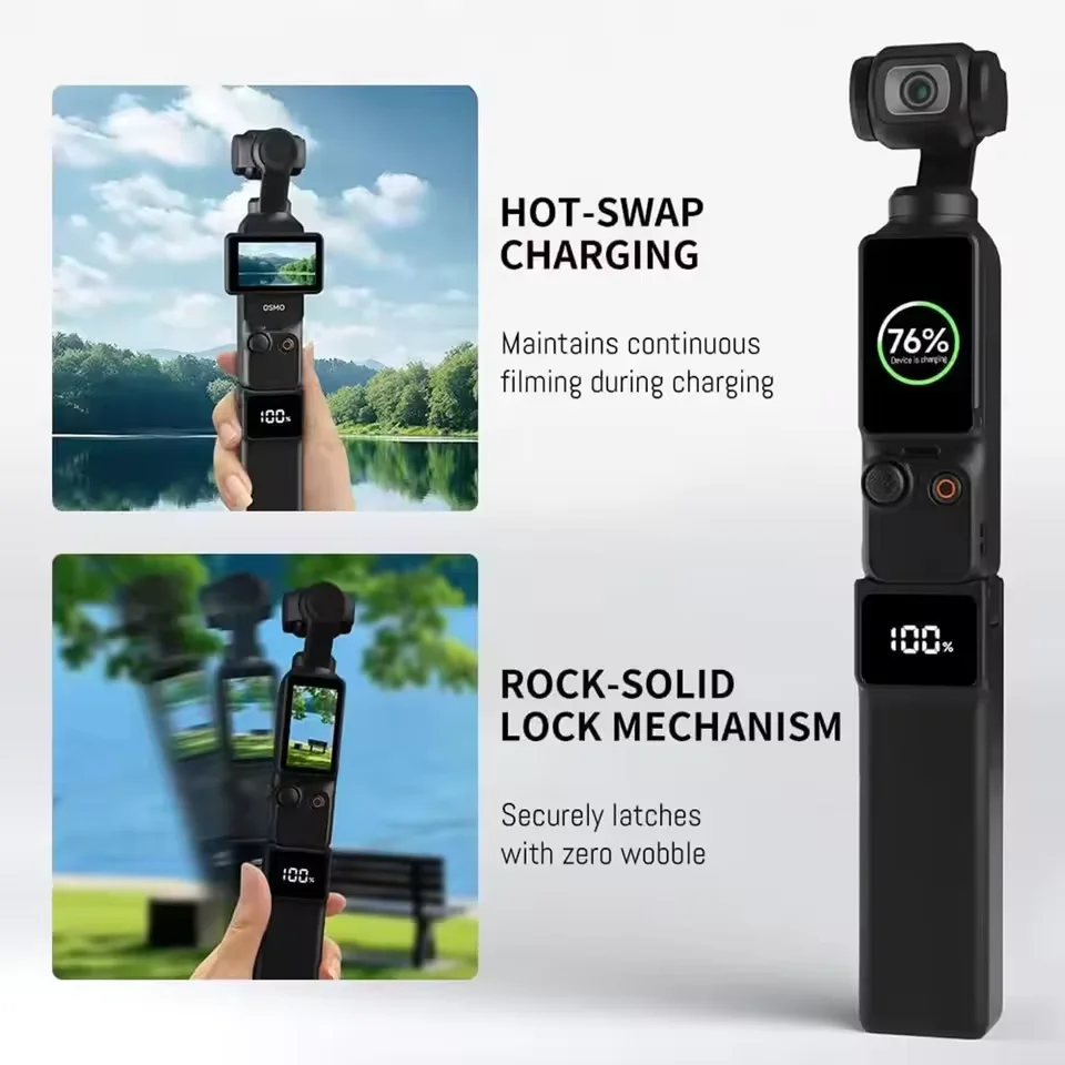 Фото Портативный аккумулятор-рукоятка Pocket 4 для DJI Osmo Pocket 3/4, зарядное устройство, аккумулятор 5000 мАч, расширение емкости №3