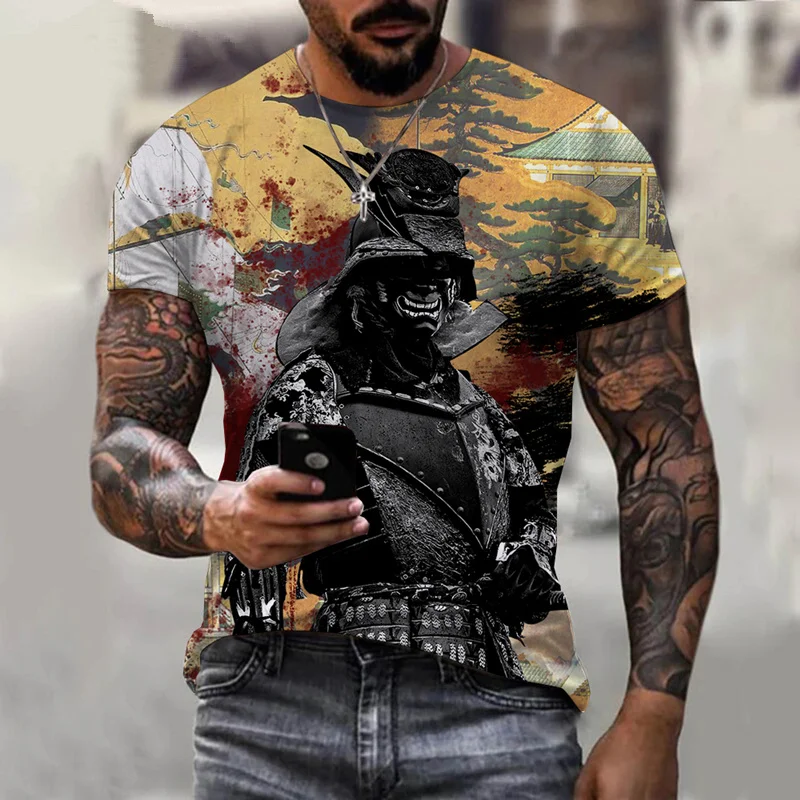 

Summer Popular Samurai Style 3D Printing Men's Women's Casual O-Neck Short Sleeve T-Shirt Top