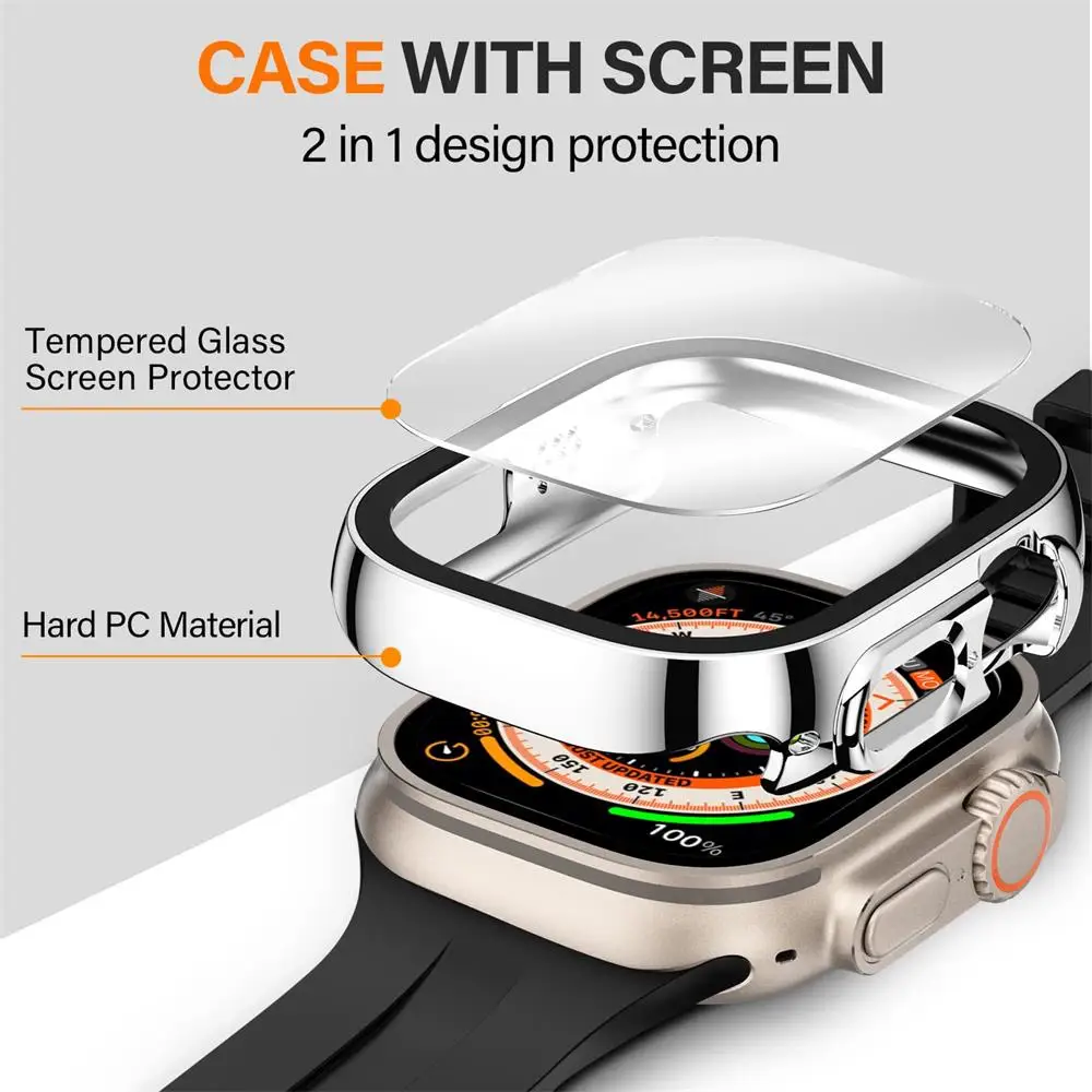 

PC Case for Apple Watch Ultra 2 Screen Protector Case 49mm Straight Edge Cover iWatch series 8 9 SE 7 4 45mm 41mm 40mm 44mm