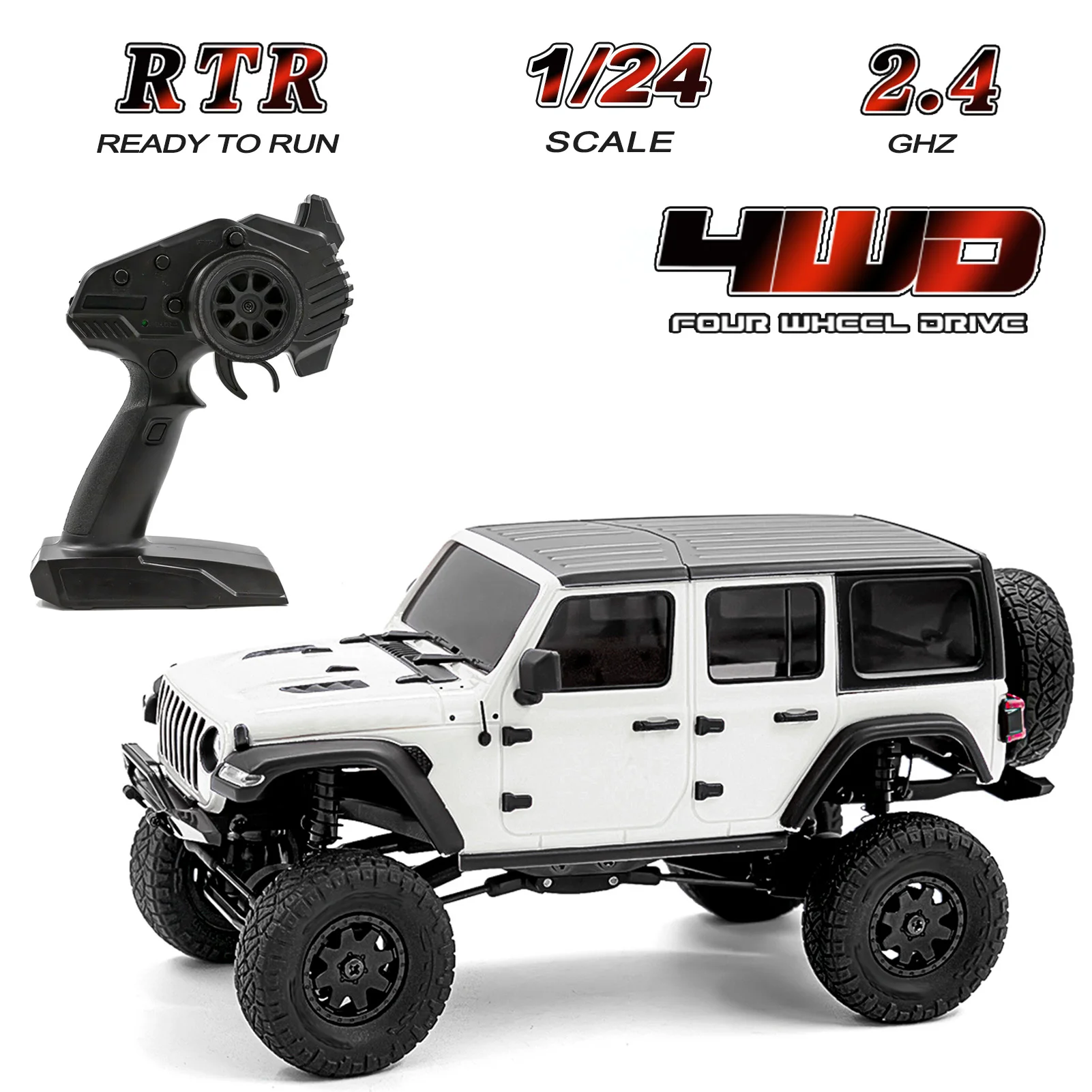 

2.4GHz RC Car 4WD 1:24 Mini RC Crawler Simulation Buggy Electric Remote Control Model Cars RTR Adult Children Toy