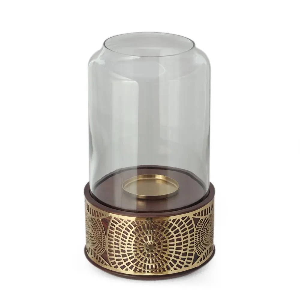 

Madsen Mango Wood Handcrafted Candle Holder, Natural and Nickel