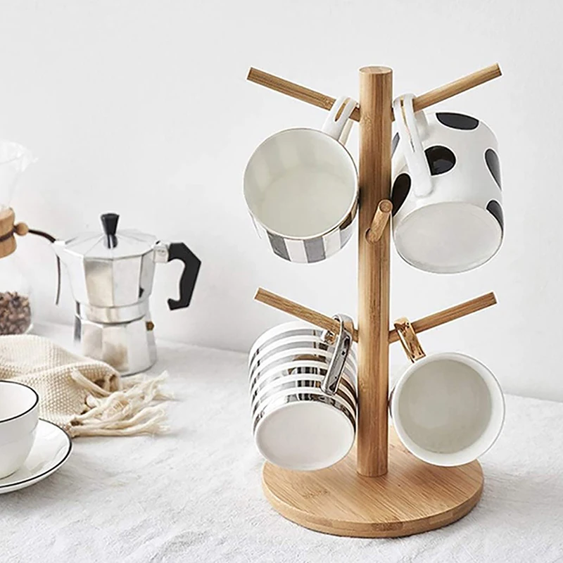 Бытовая деревянная вертикальная полка для хранения чашек дисплей кухни кофе и
