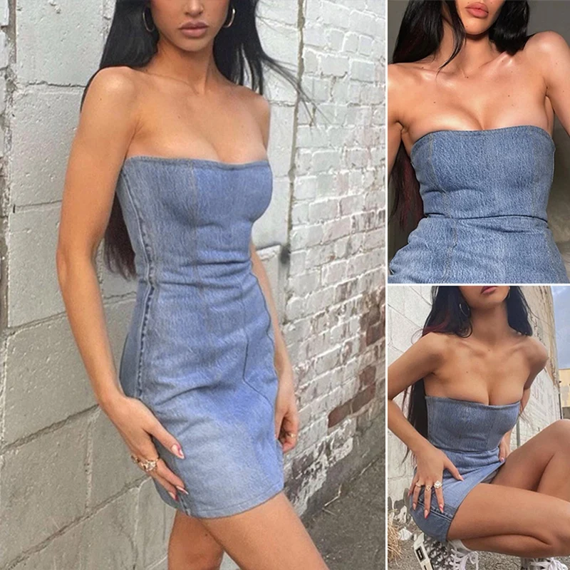 

Новинка, женское джинсовое платье-футляр, Летняя короткая юбка со средней талией, синего цвета