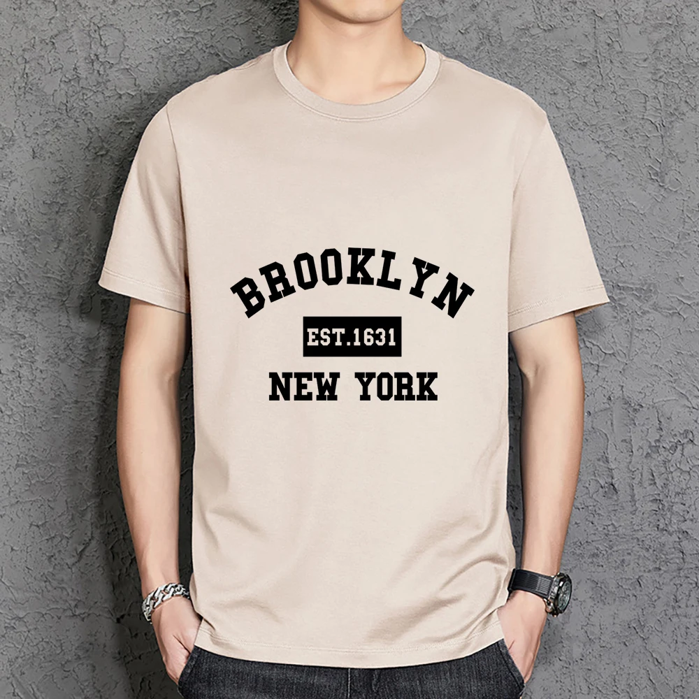 

Brooklyn Est. 1631 New York Letter Man Tshirts Loose Graphics Clothes Large Size Cotton T Shirts Round Neck Harajuku Tee Shirts