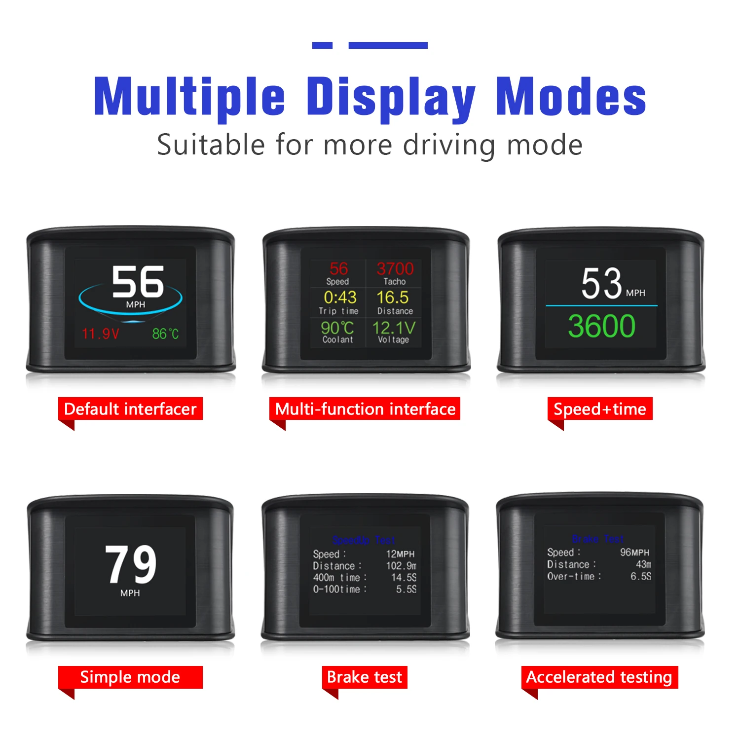 Фото Многофункциональный цифровой измеритель P10 OBD2 для бортового компьютера: напряжение, температура, давление масла, охлаждающая жидкость, 12В, USB HUD спидометр Y03 №4