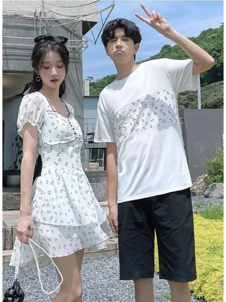 

Matching Couple Clothes Female Male Valentine's Days Boyfriend Girlfriend Casual Lovers Faux Two Piece Ruffles Printing Hoodies