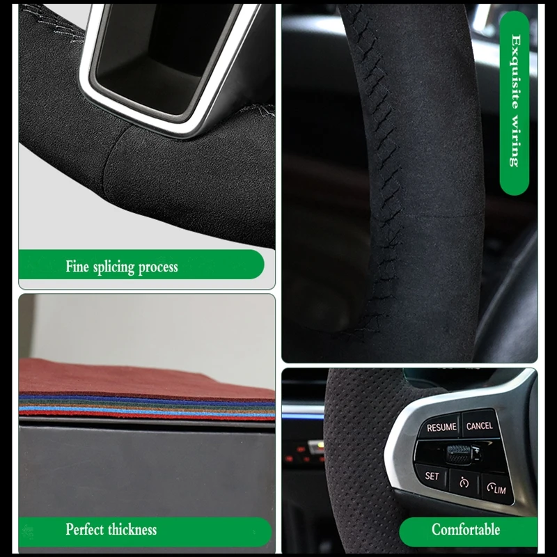 Для Mercedes-Benz W204 C-Class 2007-2010 C300 C230 C280 C180 C260 C200 черный замшевый чехол на руль автомобиля с ручным шитьем (art.: 3920cd00fcb01) - 3920cd00fcb01