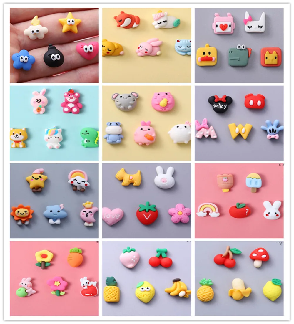 

200Pcs Small Size Cartoon Animals Fruit Flatback Resin Cabochons Scrapbooking DIY Jewelry Crafts Nail Art Decoration Accessories