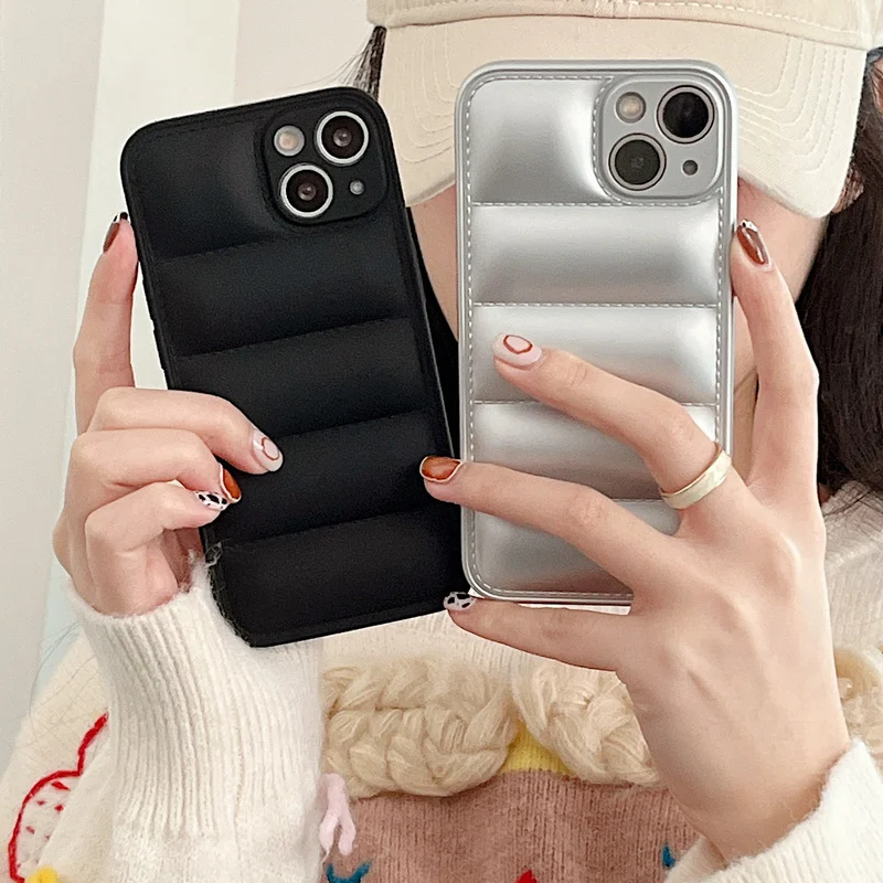 

2022 Down Jacket Phone Case Fashion Cover for iPhone 13 Pro Max 12 11 iPhone 11 12 Pro Max Soft Shell Down Case