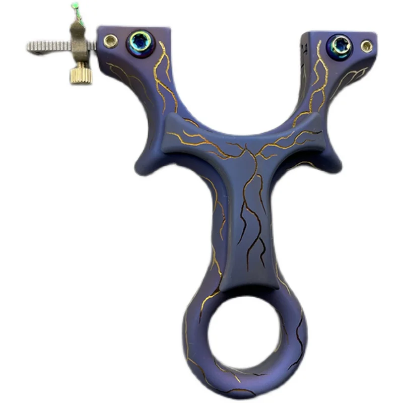 

Titanium Hunting Slingshot New Style Baked Blue Process Catapult with Rubber Band Professional Shooting Competition Toy Bow
