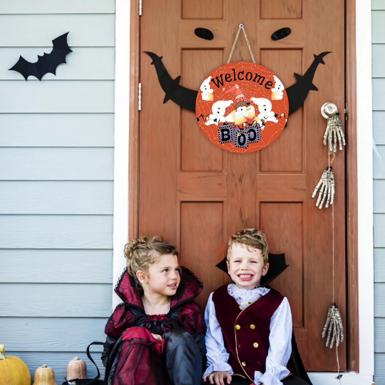 

Декоративное украшение на Хэллоуин, деревянные пасхальные украшения на Хэллоуин для елки, круглые рождественские мини-шары для маленькой е...