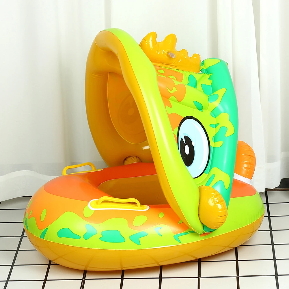 

Baby Inflatable Swimming Rings Seat Thickened Cartoon Pattern Kids Children Floating Sunshade Swim Circle Lifebuoy