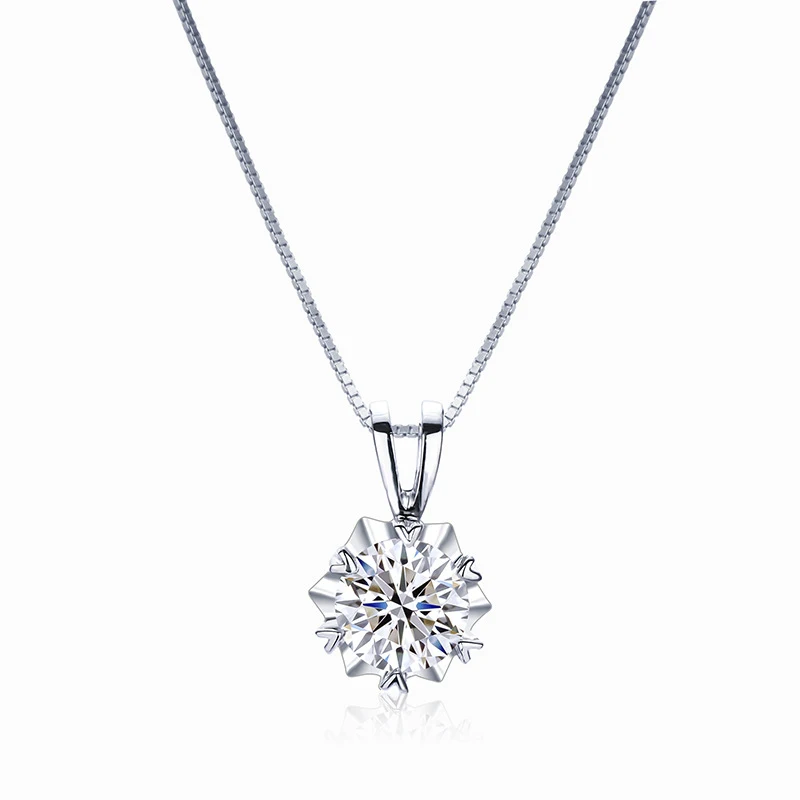 

Luxury 1 Carat D Color Moissanite Pendant Necklace Snowflake Moissanite Diamond S925 Sterling Silver Clavicle Chain Necklaces