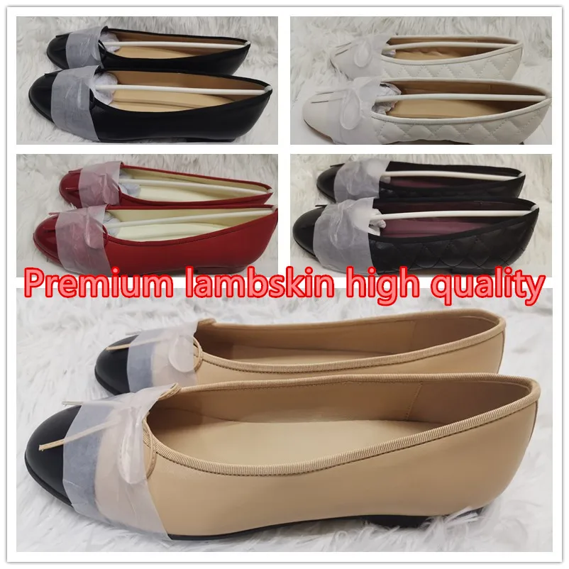 Bowknot Flat Sole Single Shoes for Women's Four Seasons Shoes Genuine Leather Round Toe Shallow Mouth Ballet Dance Shoes