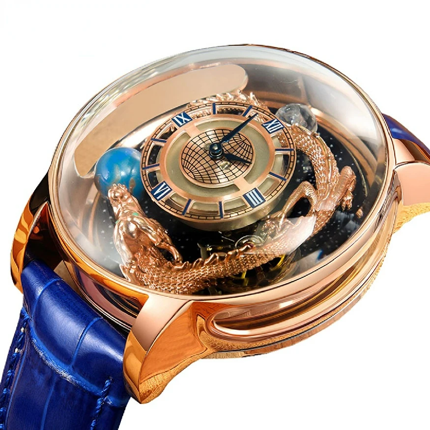 

Dragon Astronomia Celestial Series Tourbillon Watch Men 360Degrees The Transparent Design Waterproof Leather Jacob Co Man Watch