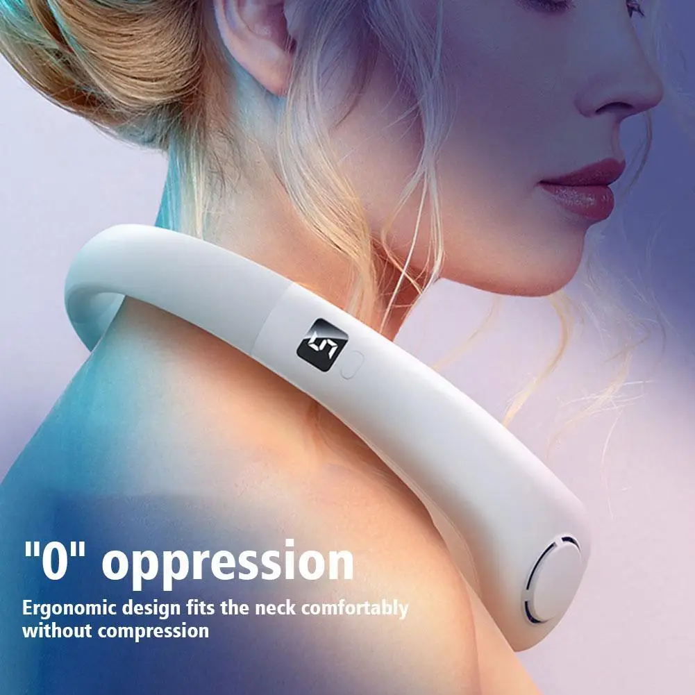 

Portable Neck Fan 5 Gear Portable Leafless Digital Display Hanging Neck 2600mAh Large Capacity Lazy Air Conditioner USB Handheld