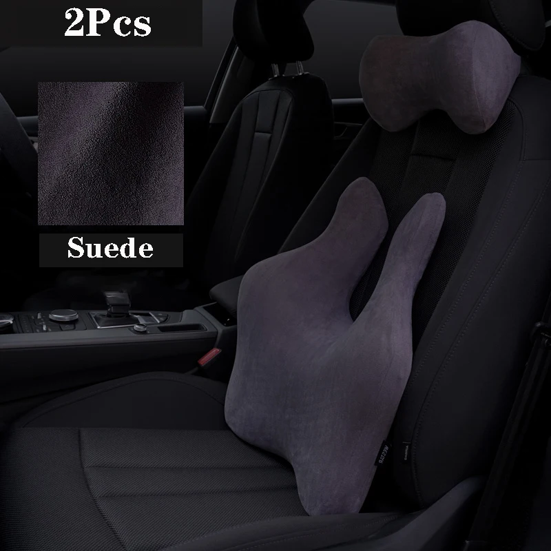 

Car Neck Pillow Cushion Auto Seat Memory Suede Head Breathable Elasticity Automobile Headrest Protection Interior Accessories