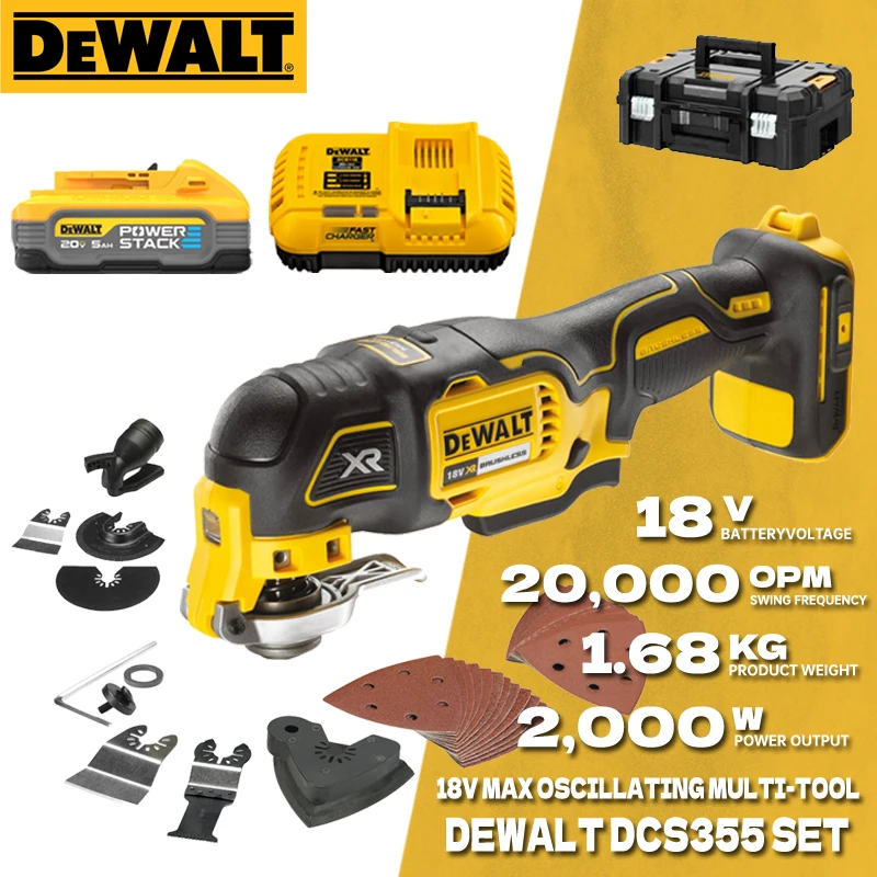 DEWALT DCS355 Oscillating Tool Kit Brushless Cordless Starlock Compatible Oscillating Multi-Tools Trimmer Saw DCB115 DCB118