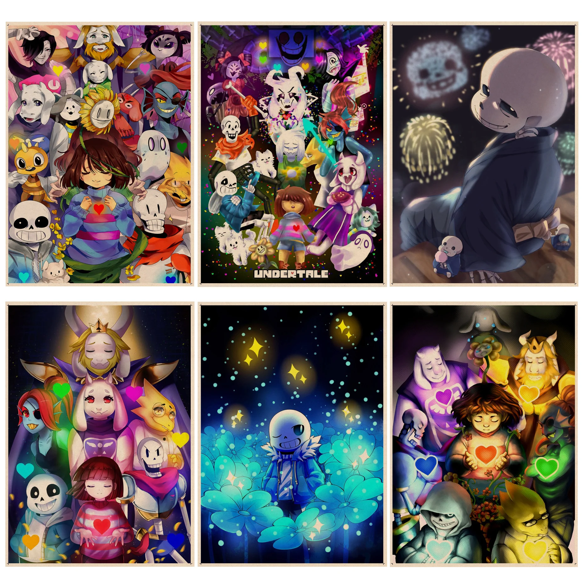 

Game Undertale Retro Kraft Paper Poster Kraft Paper Sticker DIY Room Bar Cafe Stickers Wall Painting