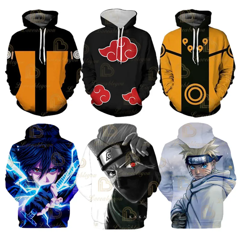 Толстовка с капюшоном и принтом Какаси из Наруто |