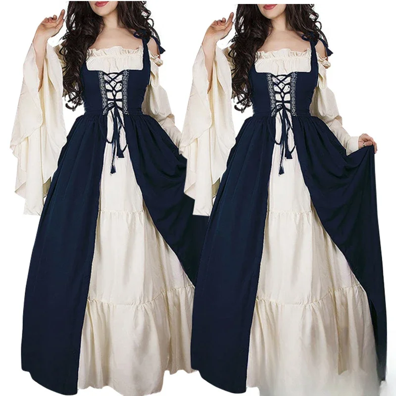 Средневековый костюм для косплея женский винтажный халат с длинными рукавами