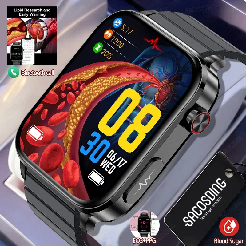 

Умные часы HD с Bluetooth и функцией вызова, часы для здоровья с ЭКГ и ППГ, умный термометр, Смарт-часы с монитором уровня глюкозы в крови, липида, мочевой кислоты для Huawei