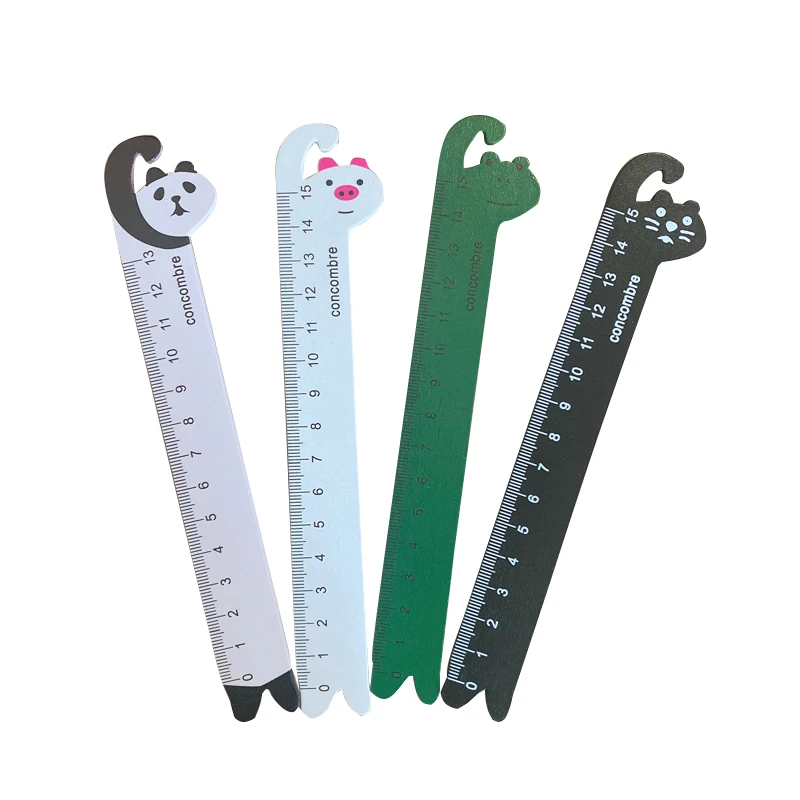 

40pcs 15cm Kawaii style Cartoon Animal pattern design Straight wooden ruler DIY tool school gift prize Stationery Gift Wholesale