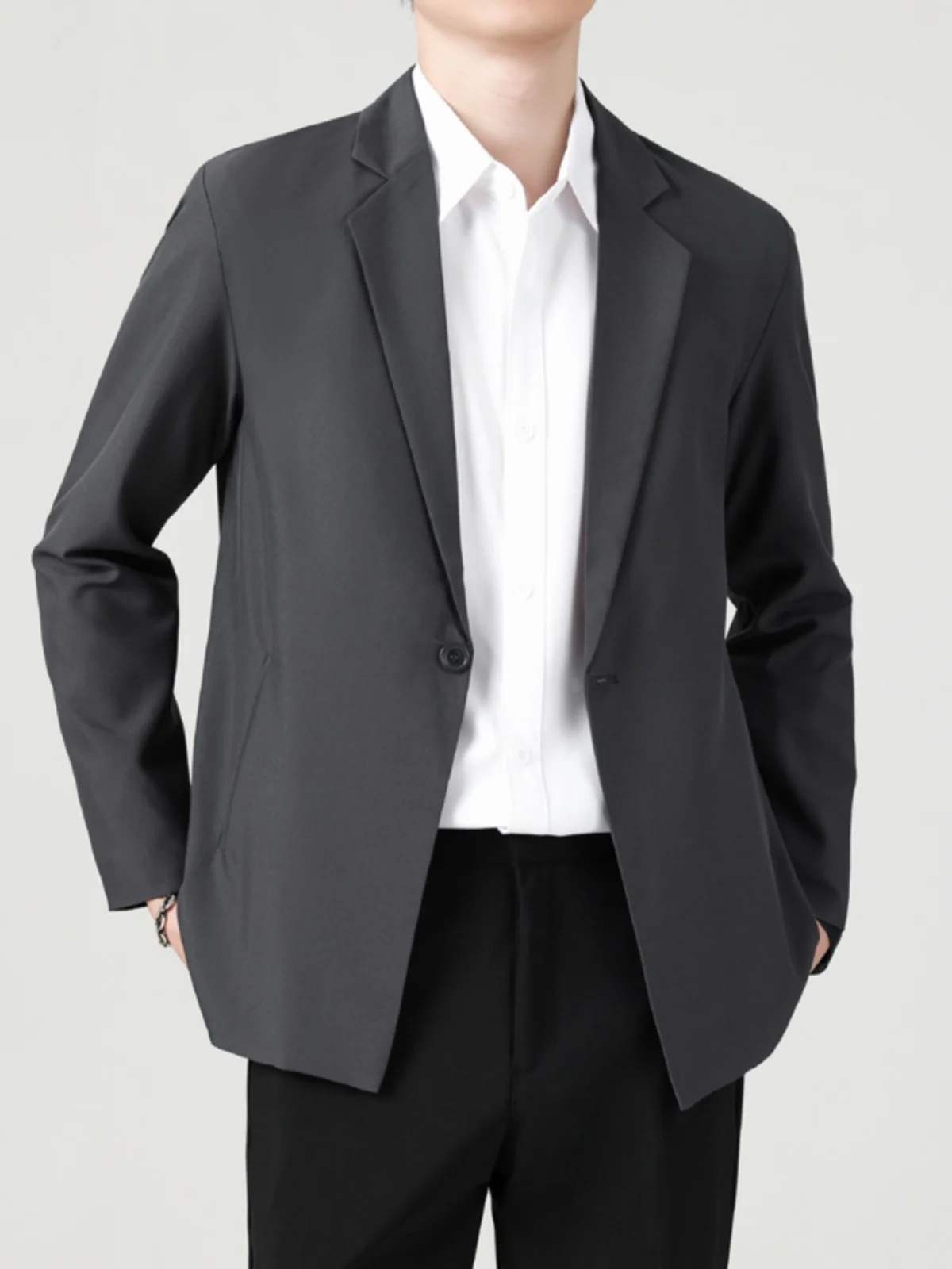 Spring and Autumn Men's Young Sle Casual Suit High-End Fashion Handsome Solid Top Drape Korean s