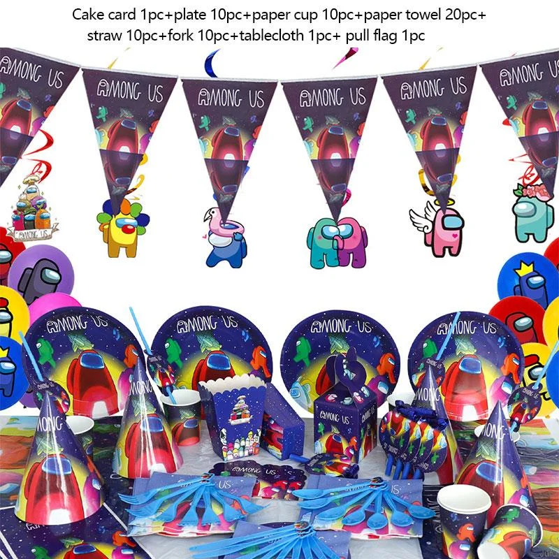 

63pcs Space Theme Disposable Kitchen Utensils Tableware Set Paper Cups Food Tray Napkins Paper Tablecloth For Party Decorations