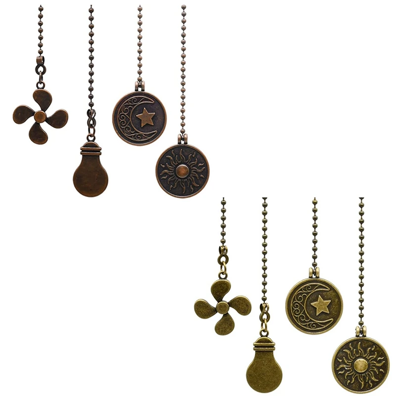 

4Pcs Ceiling Fan Pulls, Fan Pull Chain Set With Connector,Fan Chain Extender Ornaments Ceiling Fan Pull Chain