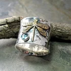 Уникальное кольцо в ретро стиле с резьбой со стрекозой