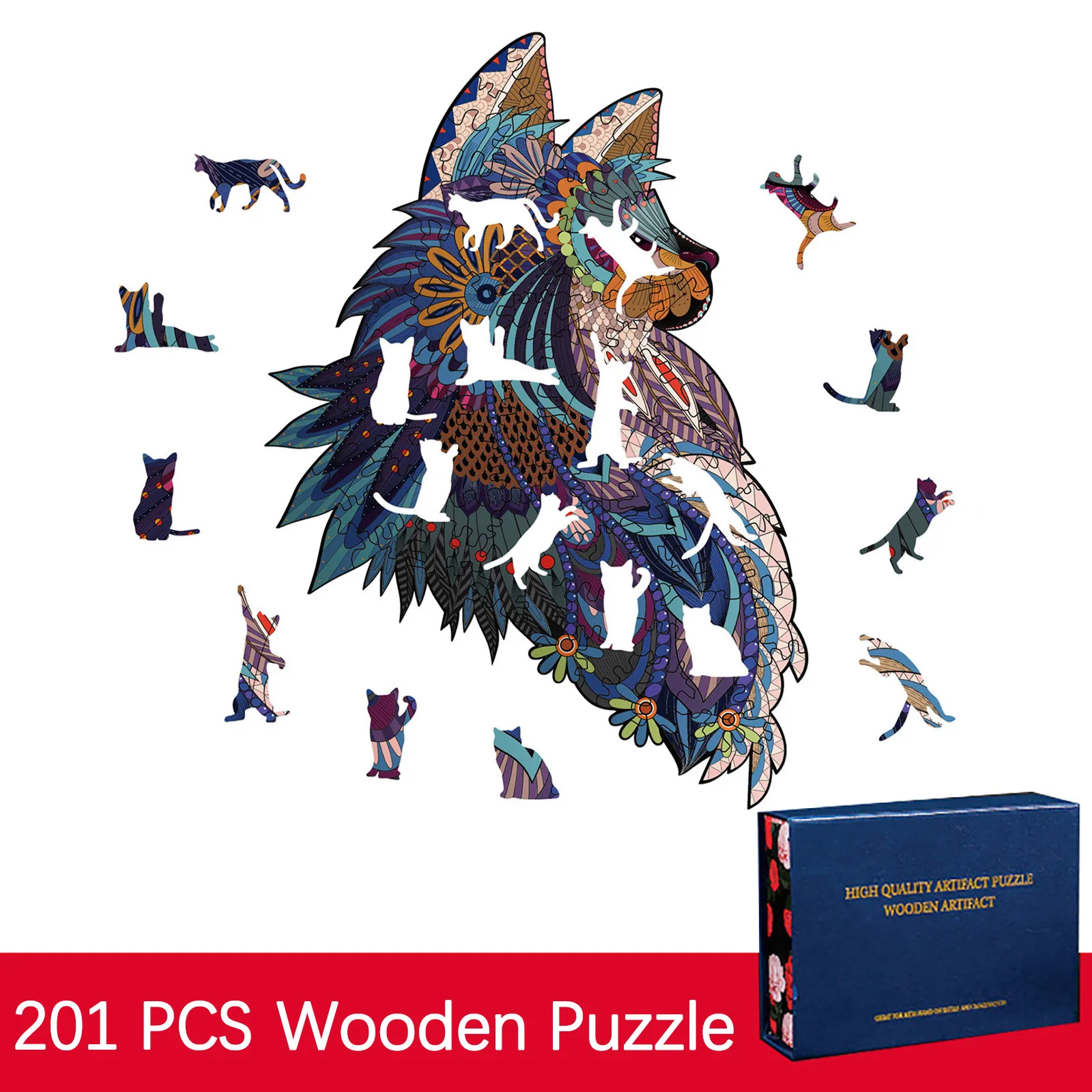 

Nos Toy for 201 Gift Wooden Kids Pieces and Pieces Shape Puzzle Animal Adults Puzzle Toy Frameworks Book