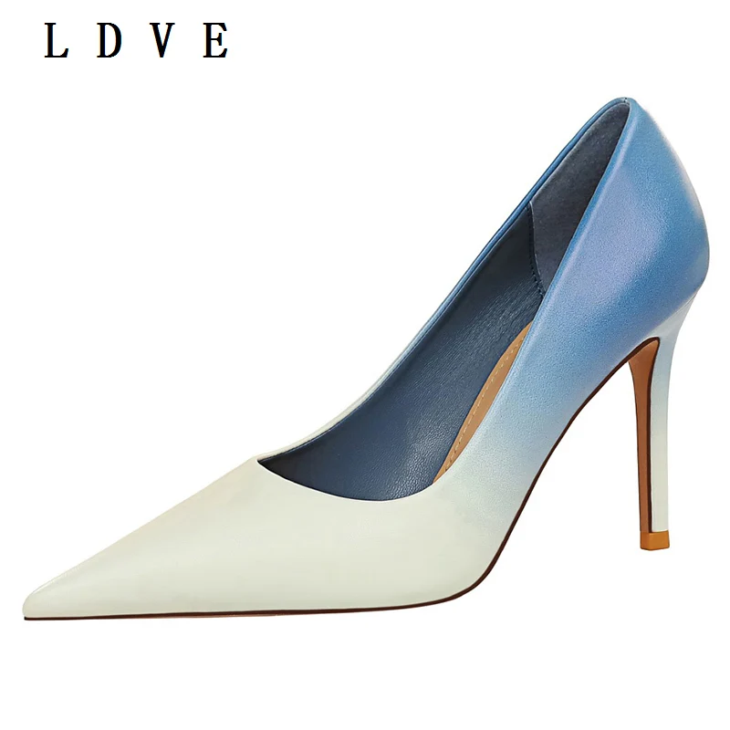 

Fashion Basic 9.5CM Thin Heels Summer Shoes For Women Sexy Slip-On Autumn Pumps 2022 Non-Slip Pointed Toe Shallow Party