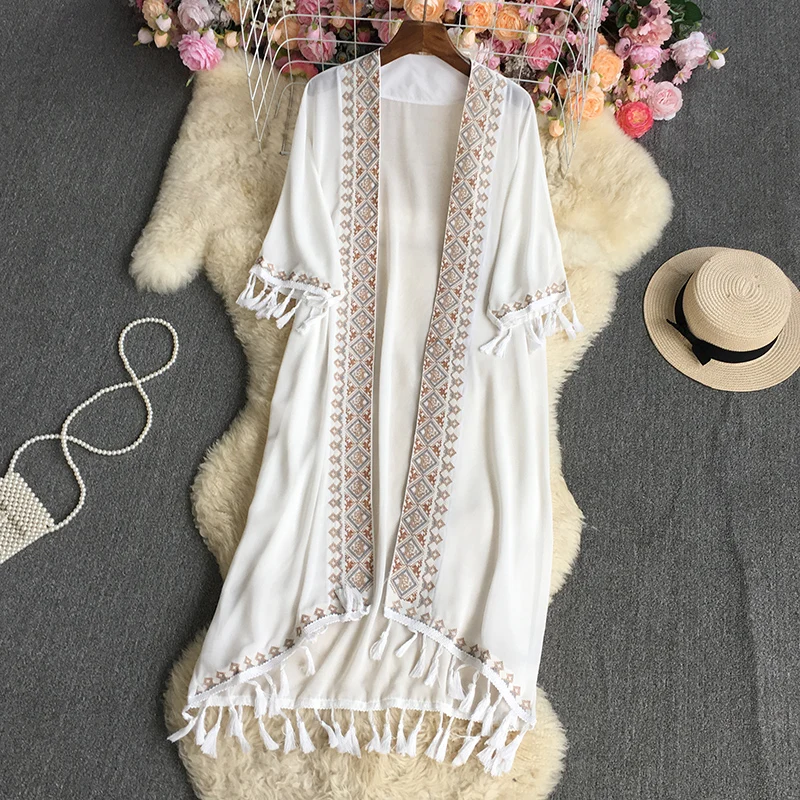 

SuperAen 2022 Summer V Neck Casual Open Stitch Full Long Trench Coat Women