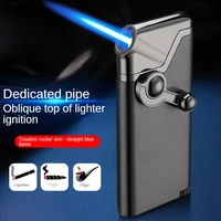 creative inflatable point pipe oblique fire rocker arm blue flame direct punching windproof lighter