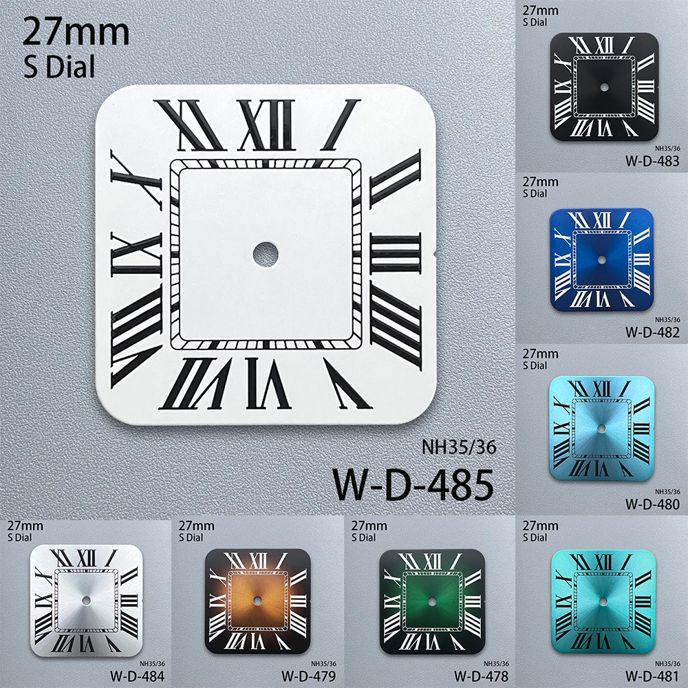 Квадратный циферблат с логотипом S 27 мм подходит для NH35/NH36/7S/4R японский механизм