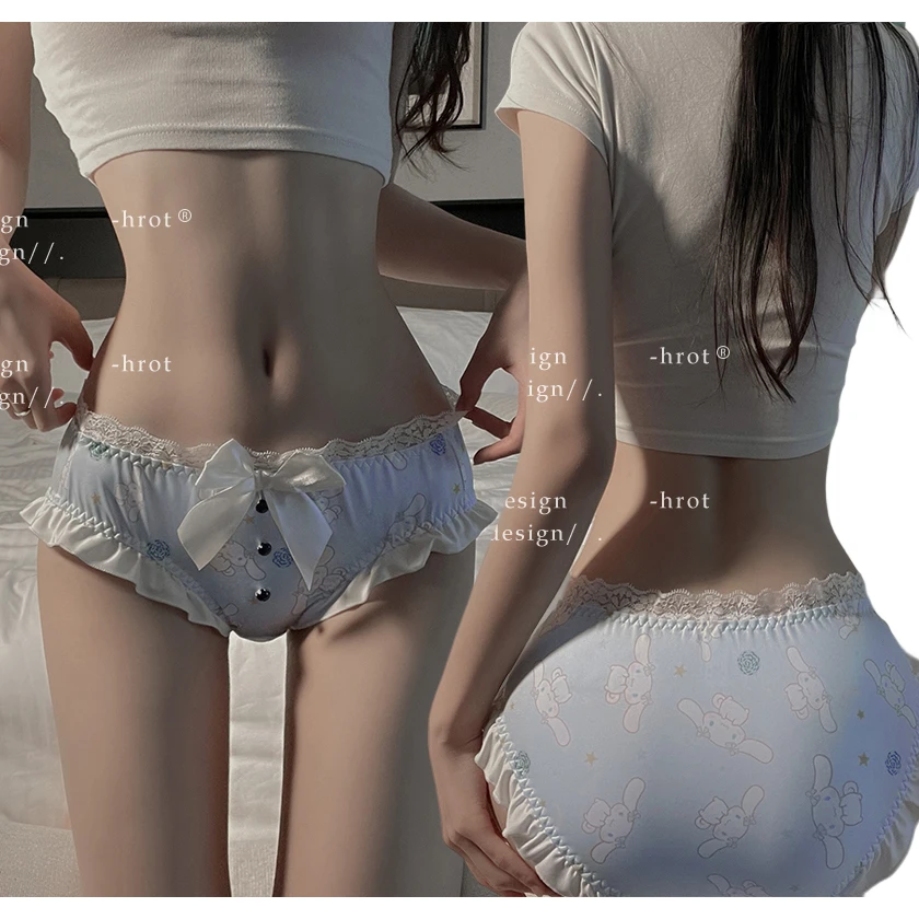 

Sanrio Kawaii Cinnamoroll Мультяшные кружева сексуальная Женская милая аниме печать Y2K девушки нижнее белье Три цвета на выбор