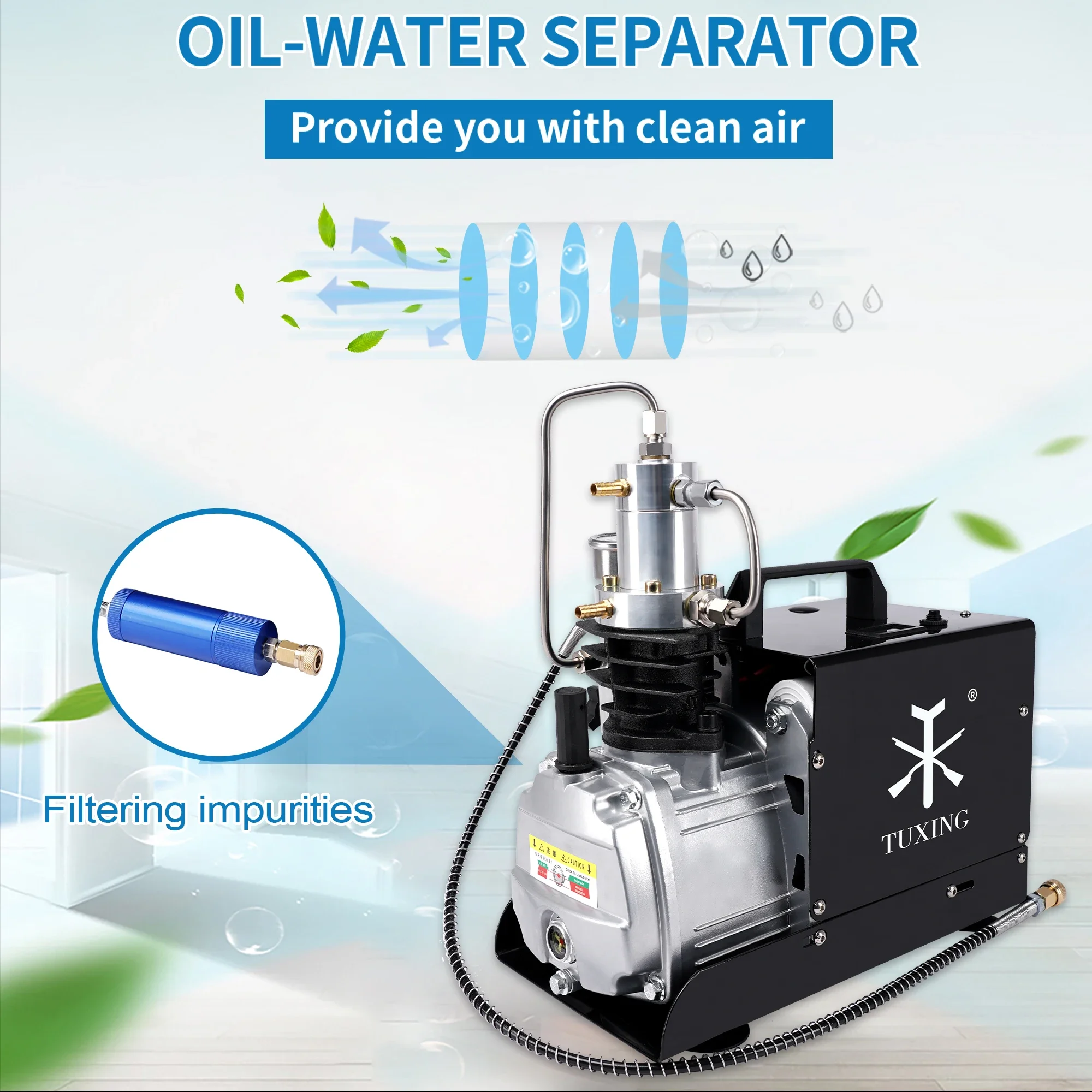 TUXING TXES021 300Bar PCP Воздушный компрессор Электрический 4500Psi высокого давления для