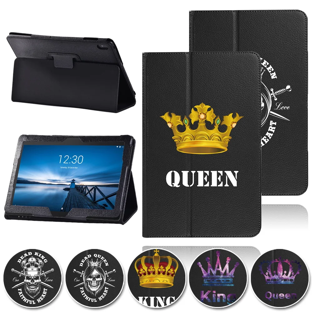 

Capa Case Tablet for Lenovo Tab E10 10.1 King Printing Rear Support PU Water Proof Leather Protective Folding Cover