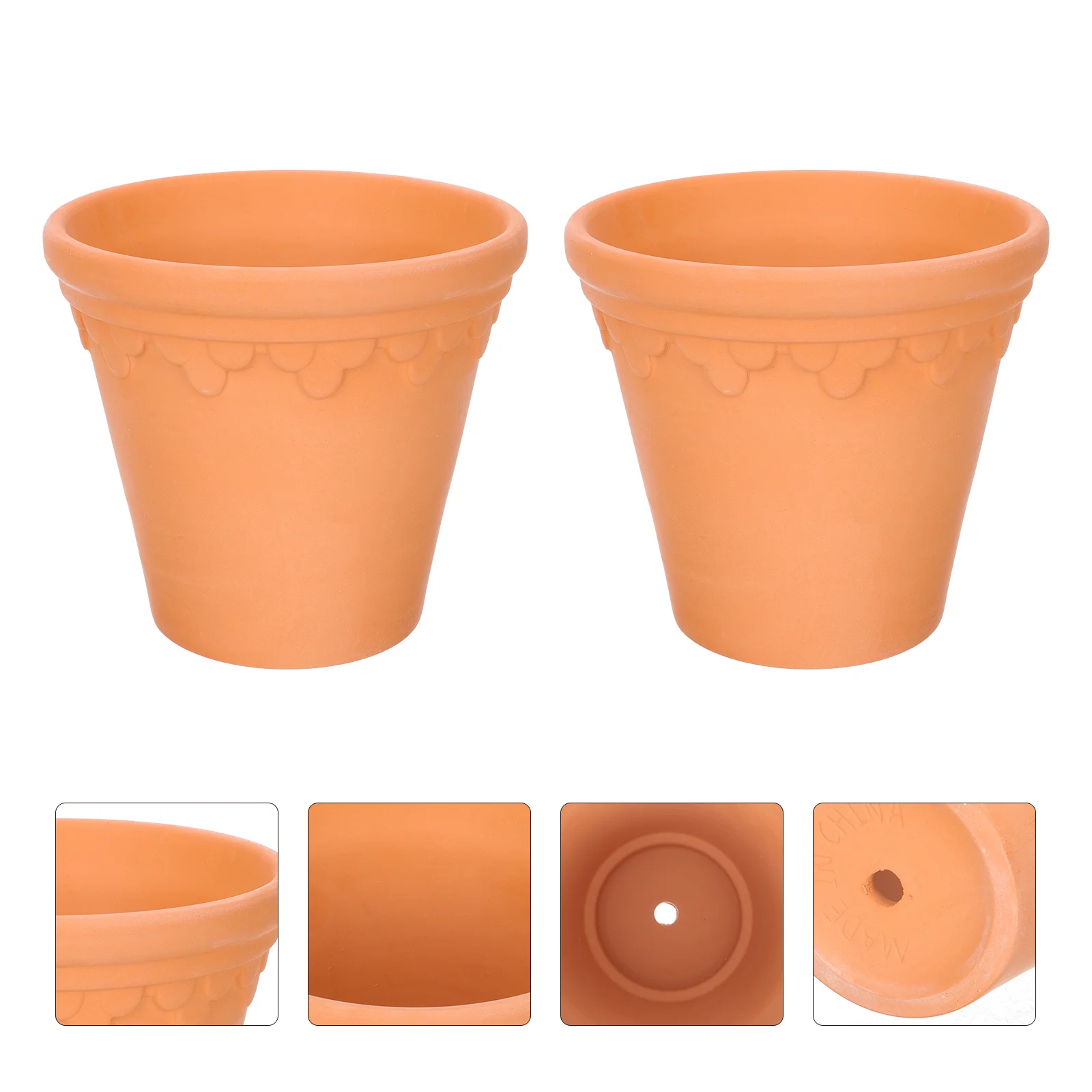 

2pcs Pottery Flowerpots Drainage Hole Plant Planting Pot Gardening Flower Pot