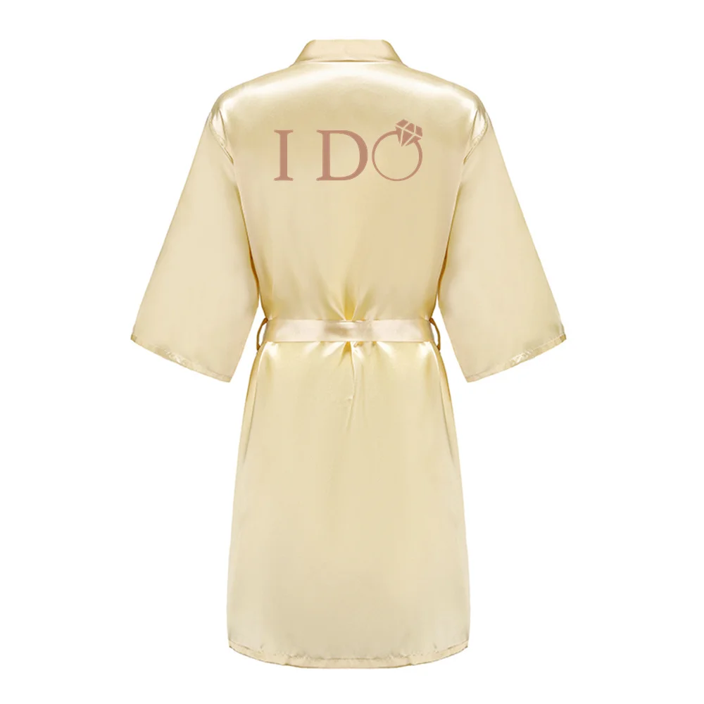 I DO Women Wedding Satin Dressing Gown Personalized Custom Name Bathobe Bridal Party Robes Bridesmaid Robes gift