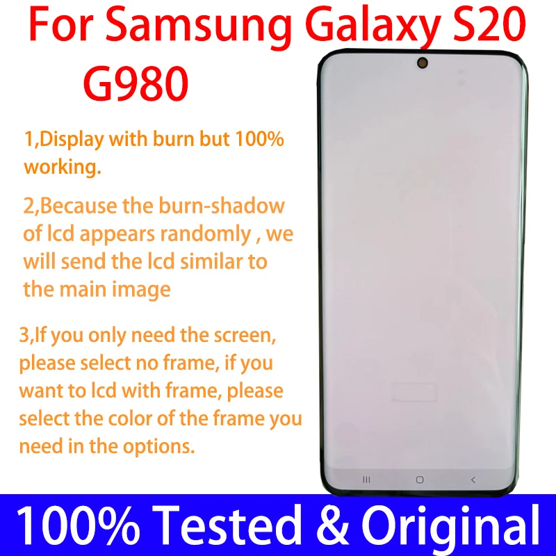 6 2 &quotОригинальный ЖК-дисплей для Samsung Galaxy S20 G980 G980F G980F/DS дисплей + рамка