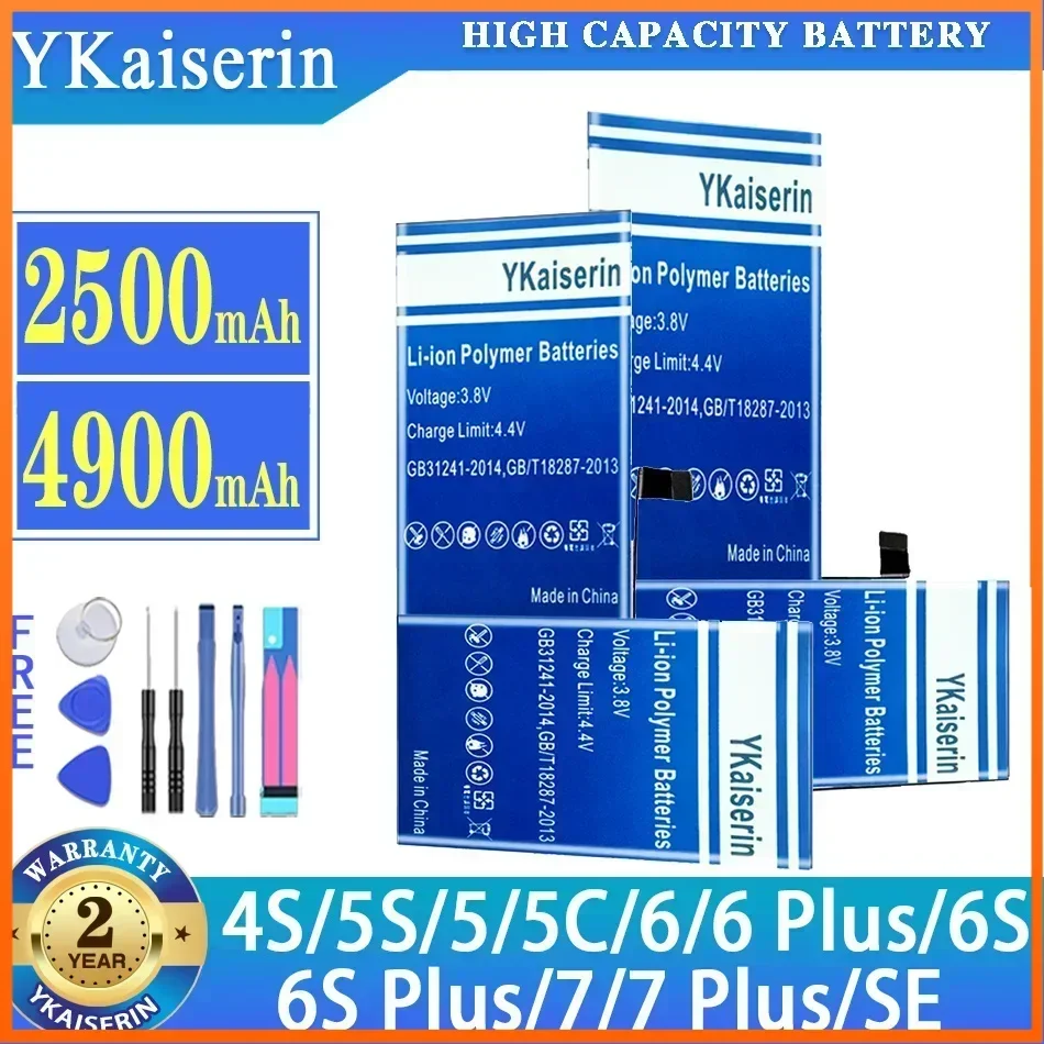 Высококачественный аккумулятор YKaiserin для iPhone 4S 5S 5 5C 6 6+ 6S 6S+ 7 7+ SE + бесплатные