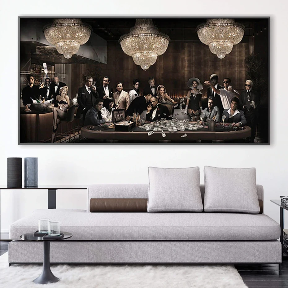 

Classic Top Movie Characters Godfather Poster Gangster Canvas Painting On The Wall Art Print Pictures for Living Room Home Decor
