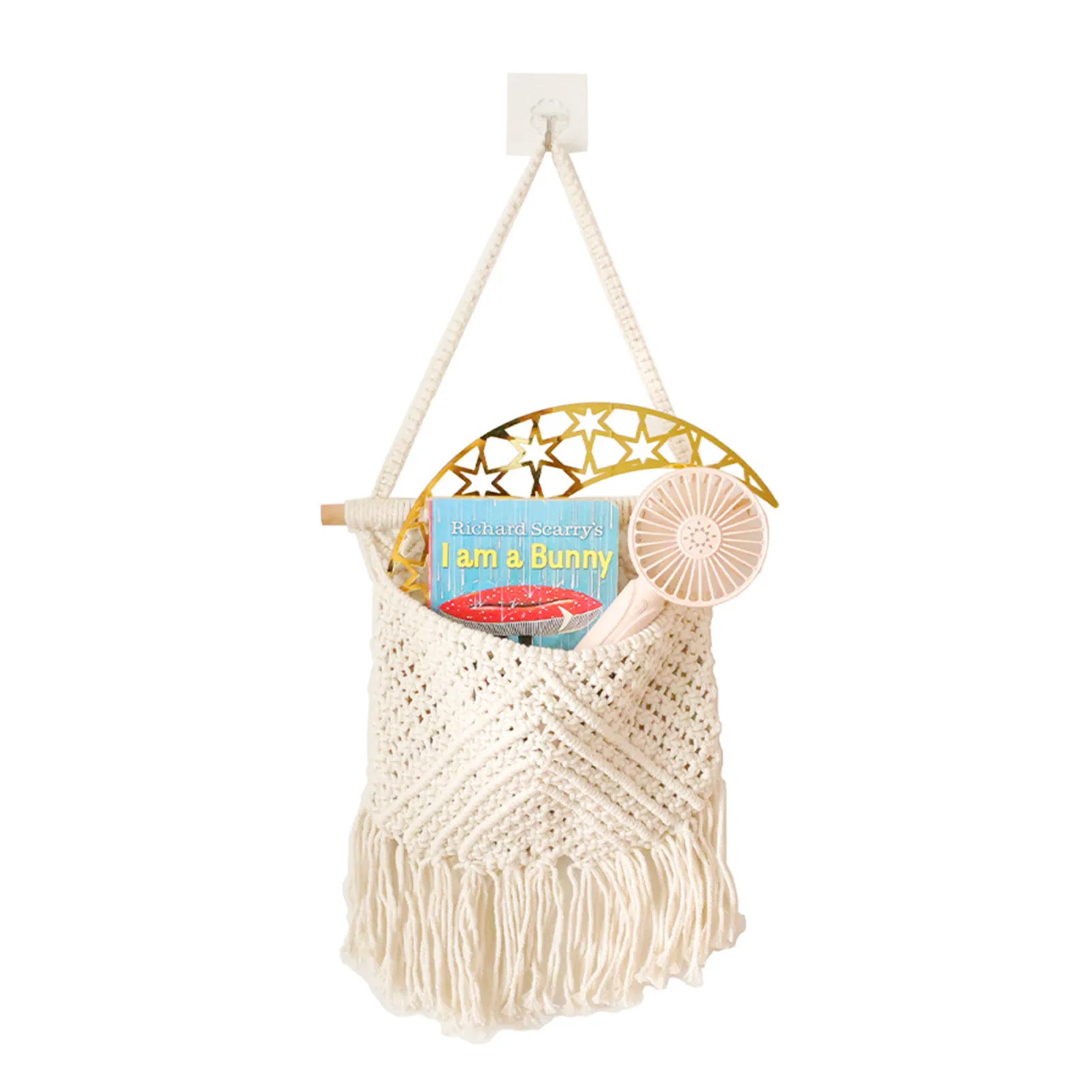

Hand-woven Net Pocket Tapestry Macrame Boho Wall Hanging Storage Bag Magazine Book Tool Organizer Office Home Craft Decoration