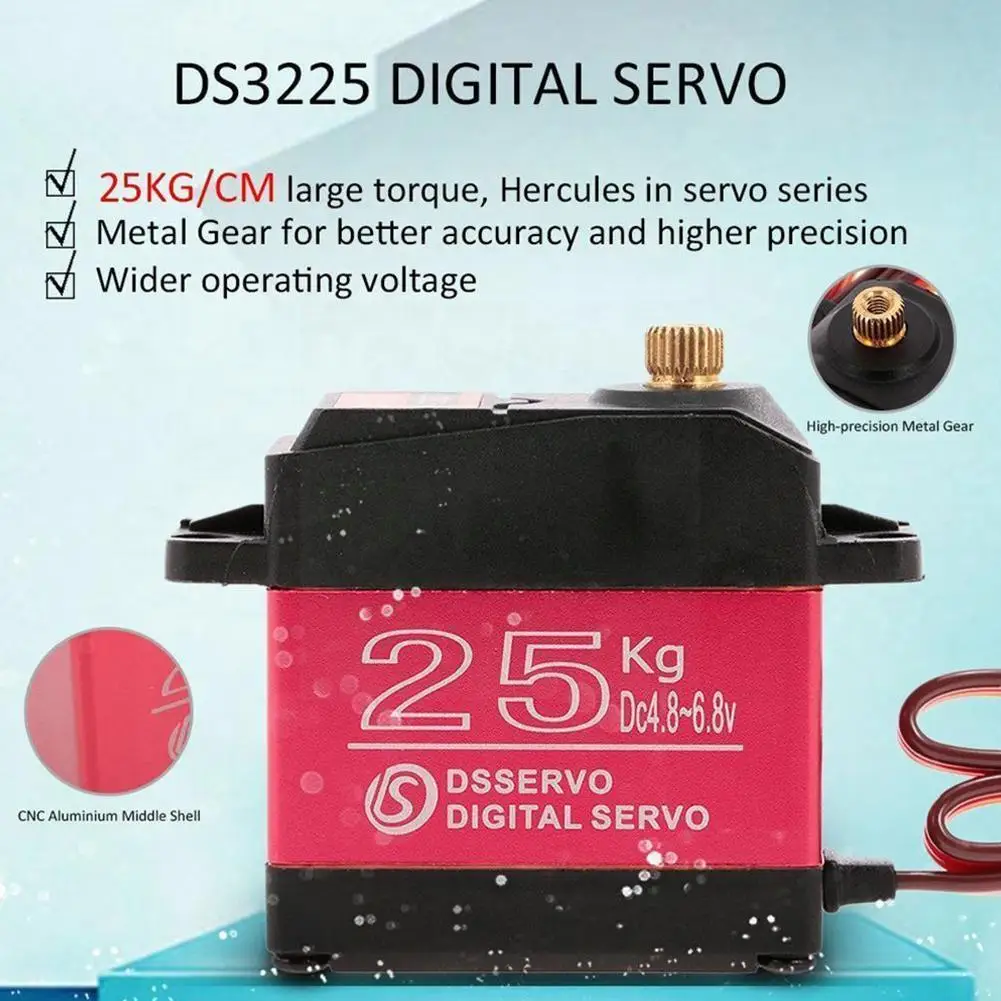 

Ds3225mg Digital Digital Steering Gear Rocker Arm 25kg Foot Steerin Off-road Climbing High Big Front Torque Car Waterproof Q0o4