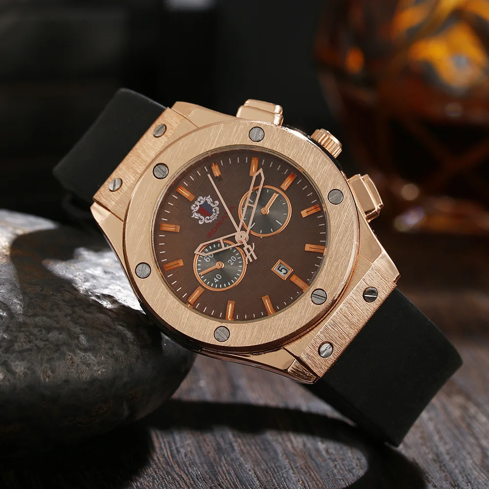 

Часы наручные мужские кварцевые с кожаным ремешком и календарем