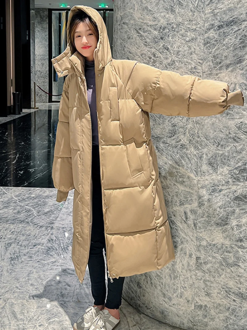 Winter Women Hooded Parkas X-long Jackets Casual Thick Warm Windproof Coat Female Outwear Long Streetwear -30 degrees Size 3XL