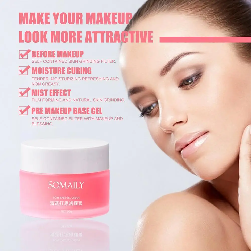 

30 г невидимая подсветка для подводки пор гель для нанесения основания Makeup основа для лица No Caream Fog Lighten Women Cosmetic Priming Foundation Crease Primer W1A0