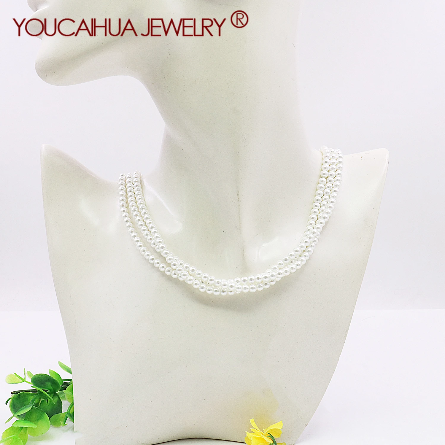

6mm Hot White Shell Necklace/Neckchain 3 Layer Set,Round Bead Sweater Chain,Women's Gift,Elegant Party Banquet,Jewelry Making